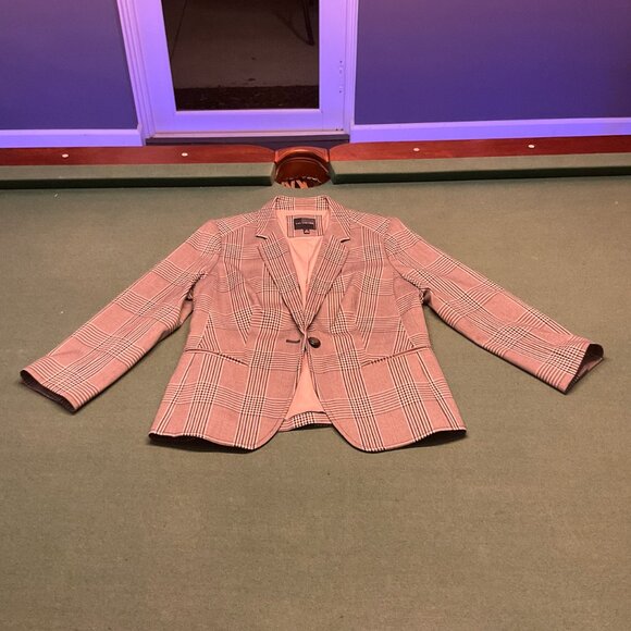 The Limited Womens Plaid Red Black Checker Suit Jacket Blazer Size M - Picture 1 of 6